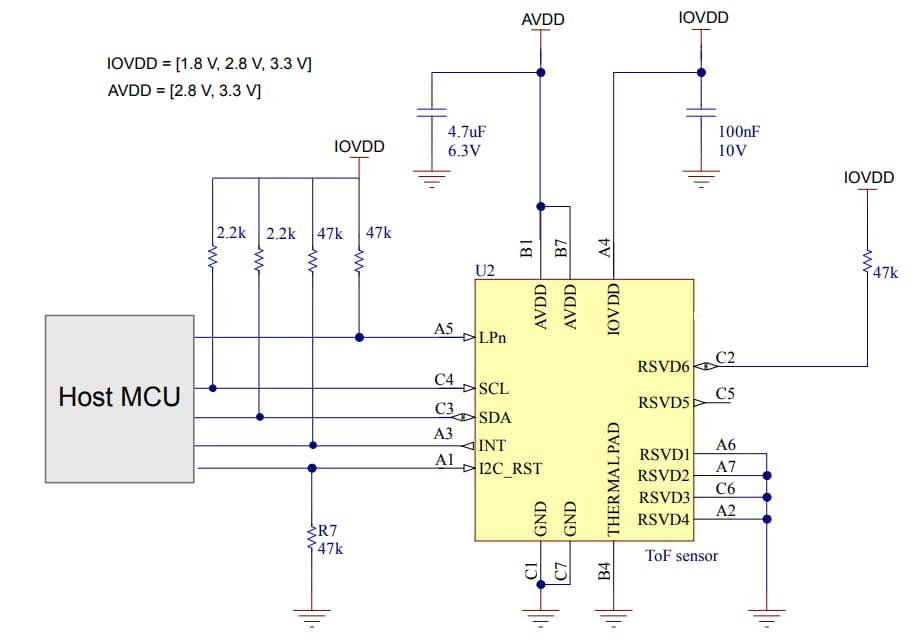 Schaltplan - STMicroelectronics VL53L7CH Flugzeitsensor (ToF)